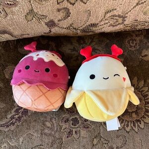 Two Squishmallows - junie banana and Clara the ice cream cone